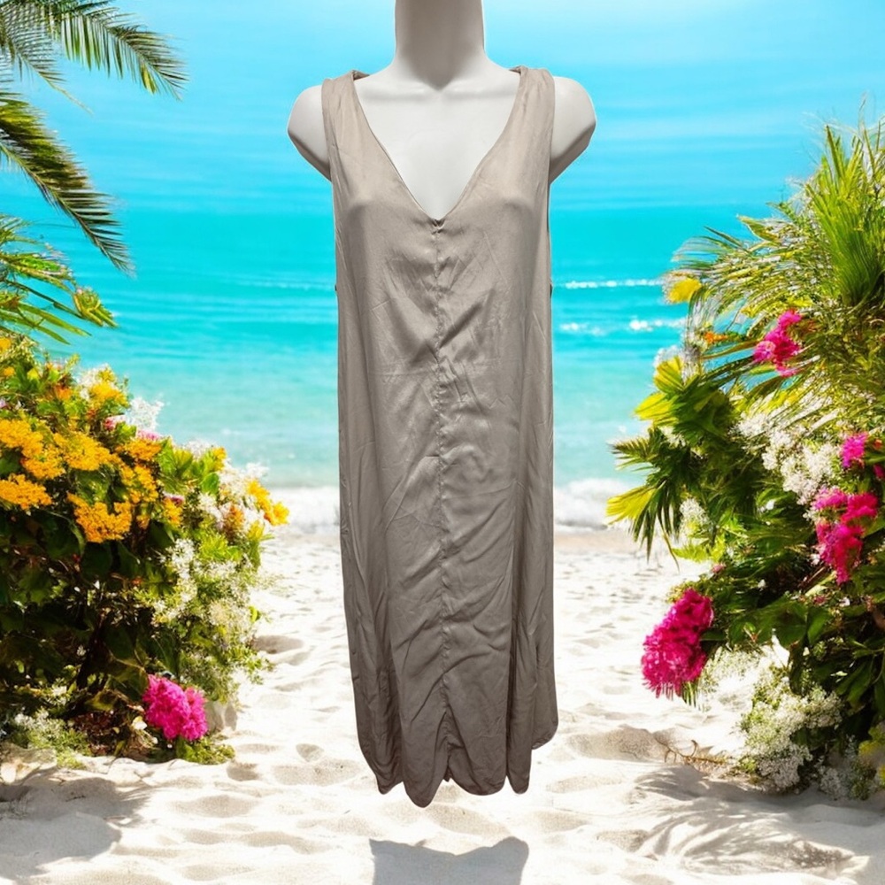 European Culture by David Peppicelle Taupe sleeveless-dress made in Italy